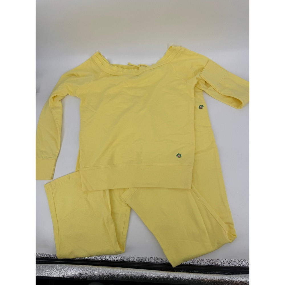 Vintage 80s Camp Beverly Hills Sweatshirt Pants Set Womens L/M Yellow Palm Tree